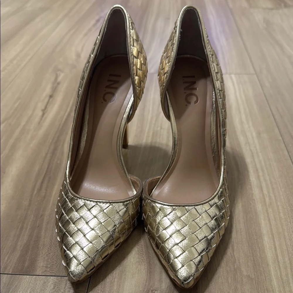 INC International Concepts Women's Gold Woven Heels